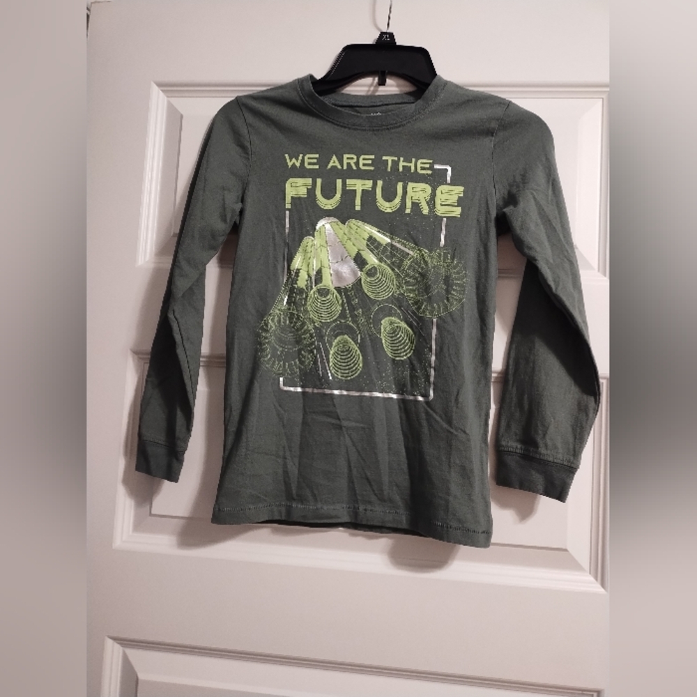 5/$25 Kids Green Long Sleeve Shirt - "We Are The Future"